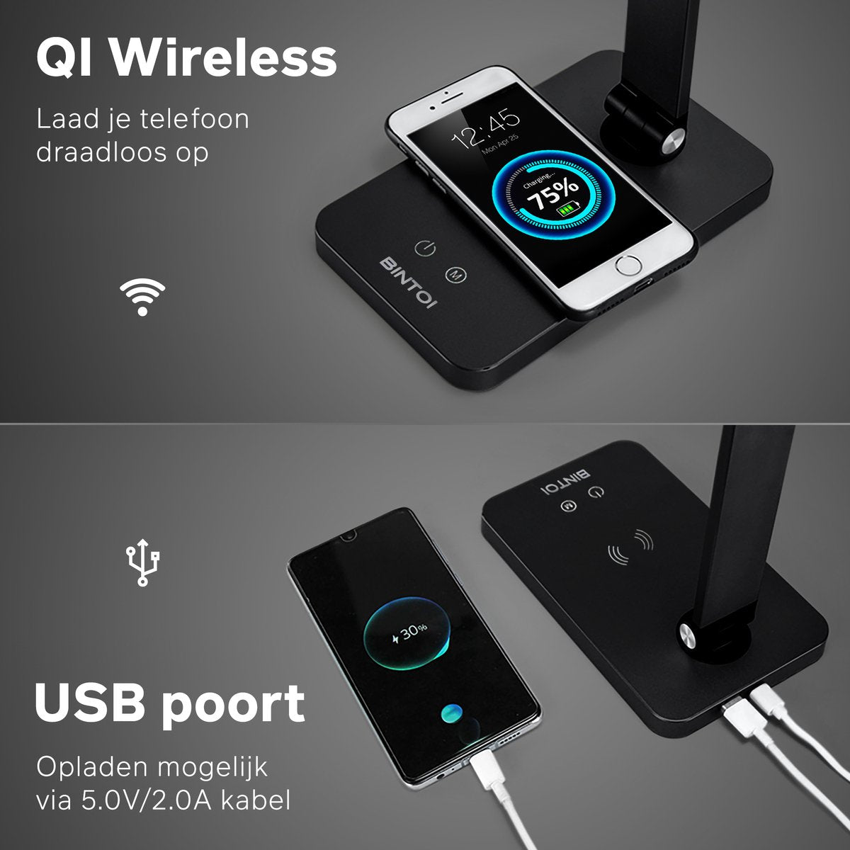 Bintoi® DL200 - Schreibtischlampe LED - Leselampe - Bettlampe - Touch Control - Dimmbar - Weißes und warmes Licht