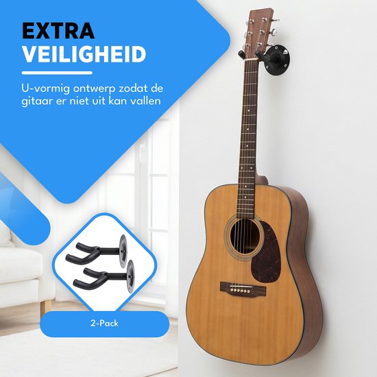 Finesse Gitarren-Wandhalterung – 2er-Pack – mit Plektren – Wandhalterung – Gitarrenständer