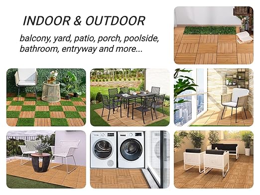 Yaheetech Terrassenfliesen mit Klicksystem, 27er-Set – Naturholz – 30 x 30 cm