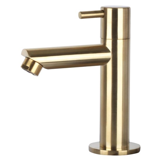 Differnz Helios Springbrunnen-Set – 37,5 × 18,5 × 9,5 cm – Rechteckig – 1 Wasserhahnbohrung – Gerader, mattgoldfarbener Wasserhahn – Mineralstein, Marmor