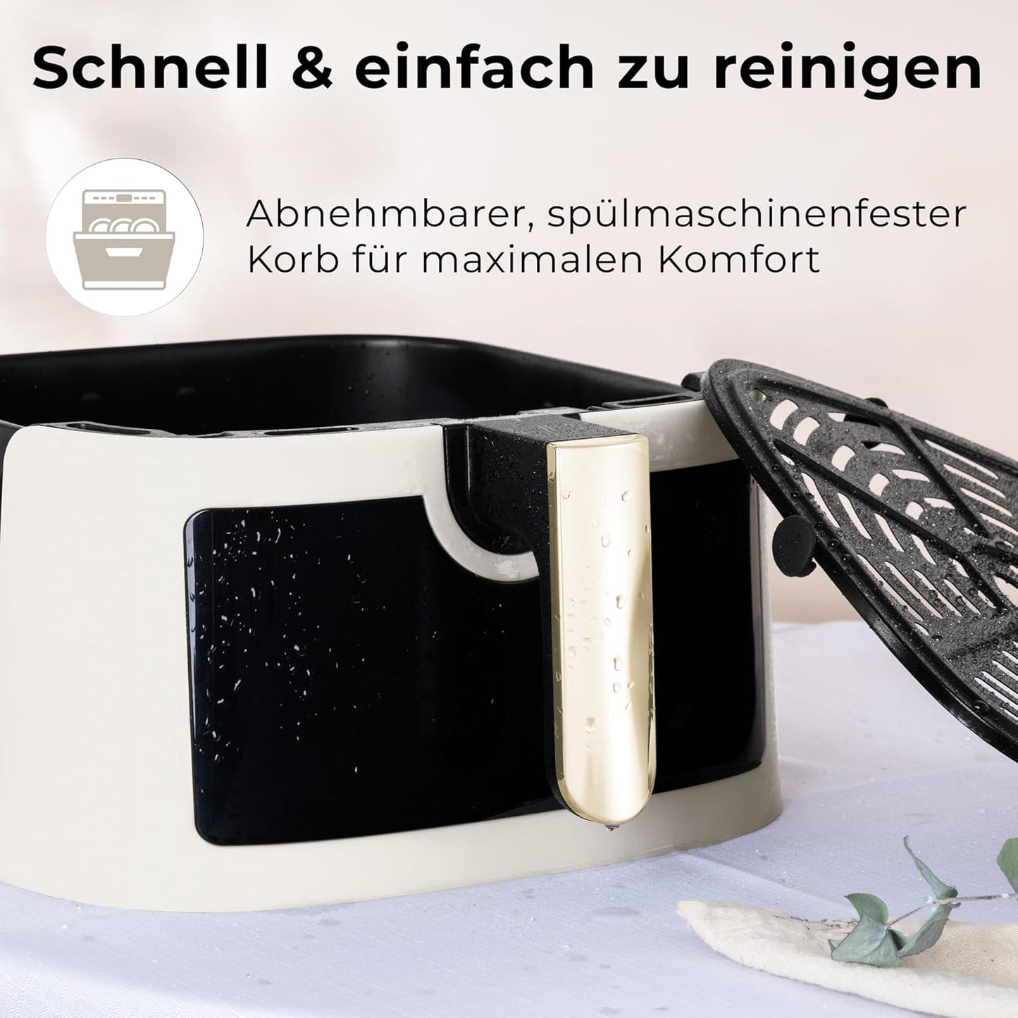 Berlinger Haus Heißluftfritteuse 8 Liter – Matt-Creme – Digitales Touch-Display – 1650 W – 33 x 36,5 x 36,5 cm