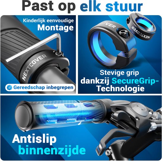 NEXTCOVER® Ergonomische Fahrradgriffe mit [Comfort-Grip Technologie] I Universal Fahrrad- & MTB-Griffe I Lenkergriffe Fahrrad I Lenker Fahrrad I Ergonomisches Design für Druckentlastung & Grip I Geeignet für E-Bike, City Bike & MTB I 1 Paar