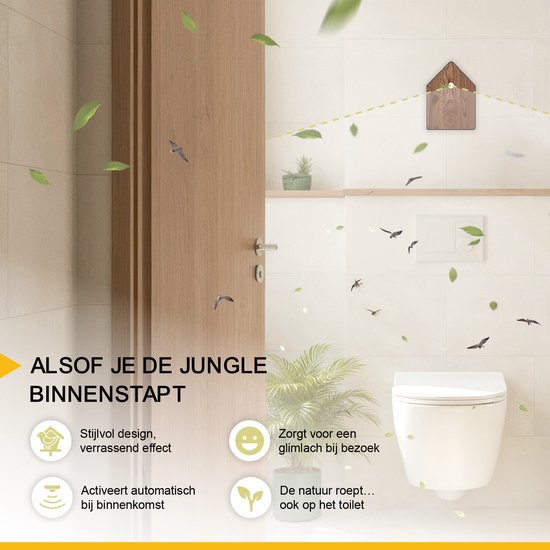UPLY Vogelhaus mit Sound - Vogelhaus mit Sensor - 5 Naturgeräusche für Toilette/WC - Bewegungsmelder - Schalterbox - Geschenk - Inkl.