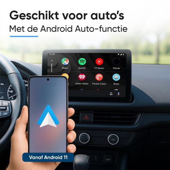 CarMe Luxe Android Auto Dongle - Kabelloses Android Auto - USB-A & USB-C - Schwarz