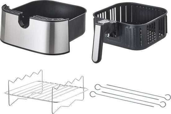 Inventum GF500HLD Airfryer XL – 5 l – 8 Programme – 80–200 °C – Für bis zu 5 Personen – Silber/Schwarz