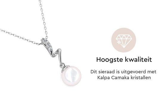 Yolora Damenhalskette mit Anhänger - Perle und Kalpa Camaka Kristalle - Silber - 18K Weißgold vergoldet - Damenhalskette Silber - Schmuck - Luxuriöse Geschenkbox - Geschenkbox - Exklusive Geschenkbox - Schöne Geschenkverpackung