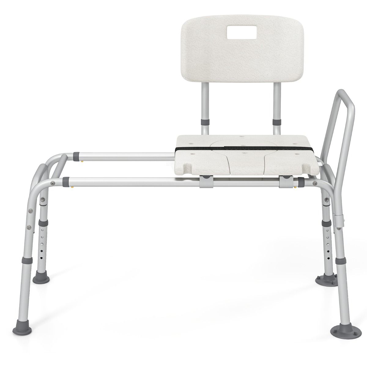 Coast Badewannenbank – Extra breite Sitzfläche - Höhenverstellbar - Mit Sicherheitsgurt – 105 × 49 × 85–95 cm – Weiß