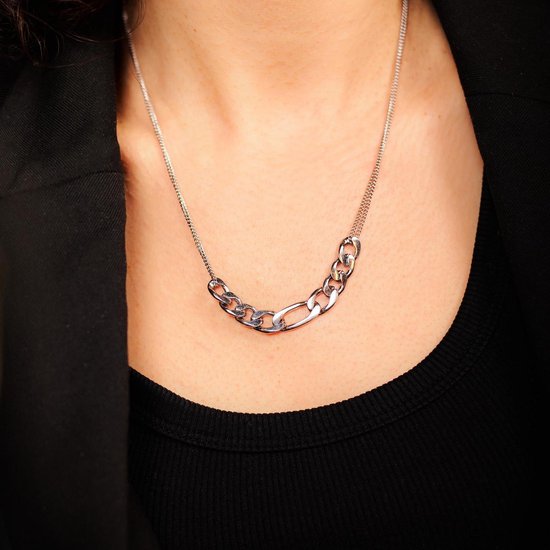 Laura Ferini Damenhalskette Romana Silber - Silberkette mit Glied - 18K Weißgold vergoldet - Halskette - Halskette - Schmuck - Accessoires - Damenhalskette mit Anhänger