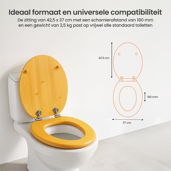 Goliving Toilettensitz - Toilettensitz mit Deckel - Softclose - Universal - Inklusive Montageset - Holz - Bambus