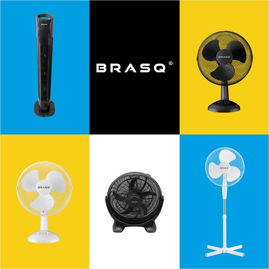 BRASQ Stativventilator - 40 cm - Schwarz - Höhenverstellbar - 3 Geschwindigkeiten - 40 Watt