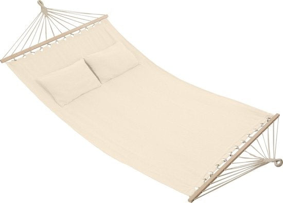 tectake 2 Personen Hängematte Eden Birkenholz-Stangen Beige