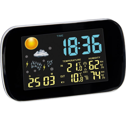 Infinity Goods Wetterstation - Wettervorhersage - Hygrometer - Innen und Außen - Temperatur - Luftfeuchtigkeit - Kabelloser Außensensor - 100M Reichweite - Schwarz
