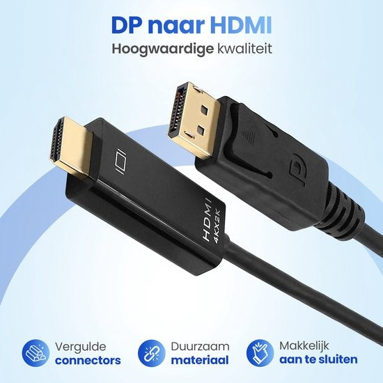 Garpex DisplayPort auf HDMI Kabel - 4K 60Hz Ultra HD - 1,8 Meter