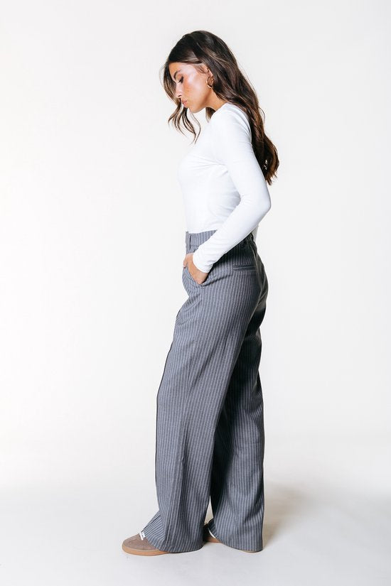 Colourful Rebel - Rus Stripe Straight Pants Elastic Waistband - Damen - Hosen