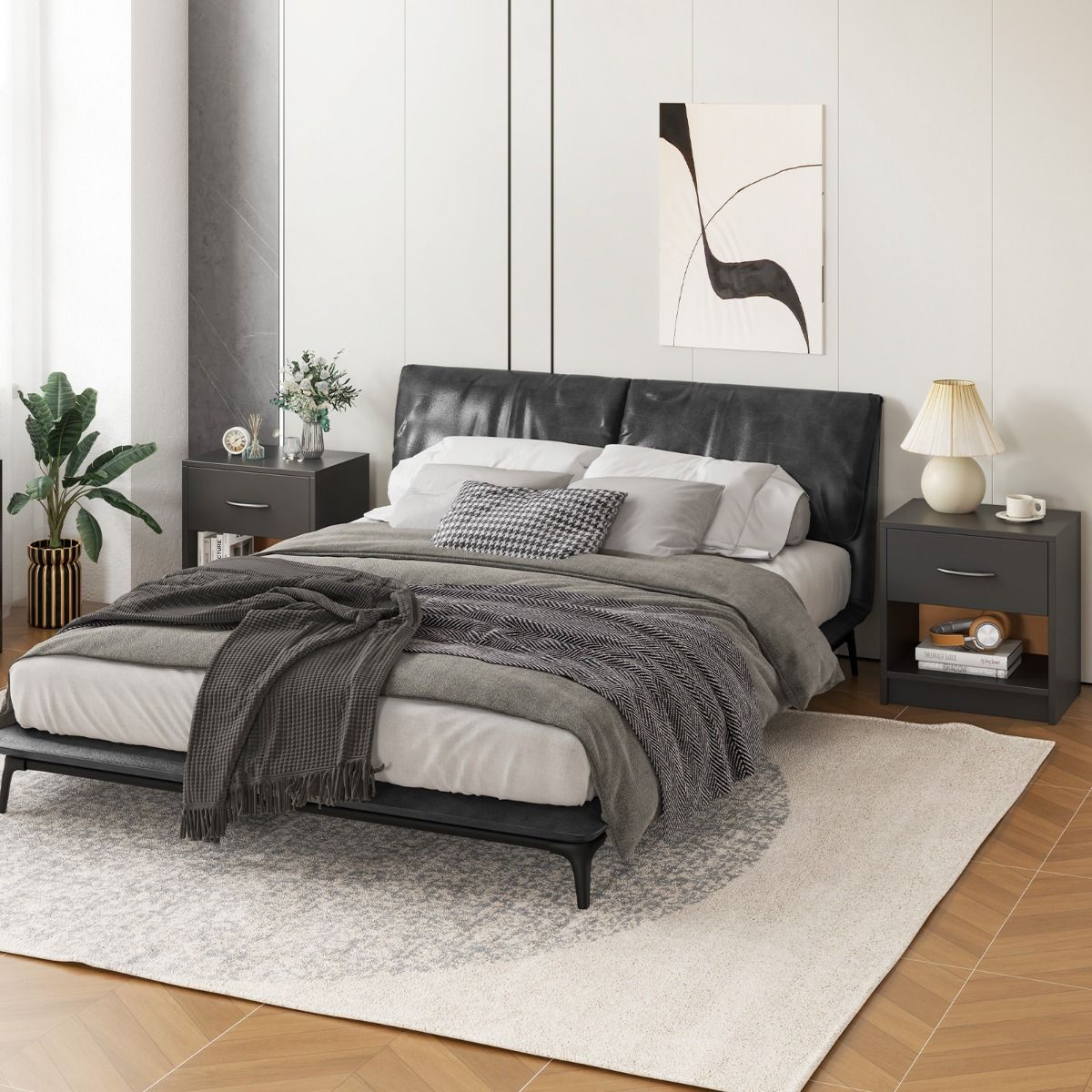 Coast Nachttisch mit Schublade – offenes Regal – kompaktes Design – 38,5 x 28 x 40,5 cm – braun und schwarz