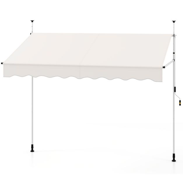 Coast Clamp Sunshade White - Balkon Sonnenschirm ohne Bohren mit Handvorhang - 250 x 120/150 x 210-300 cm