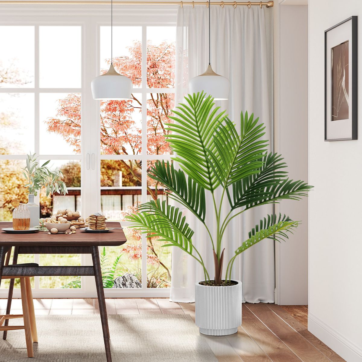 Coast Set aus künstlichen Areca-Palmen – 2 Stück – naturgetreu – pflegefrei – grün – 90 cm
