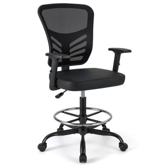 Coast Arbeitsstuhl - Ergonomisch - Verstellbar - Drehbar - Fußring - Netz - Schwarz