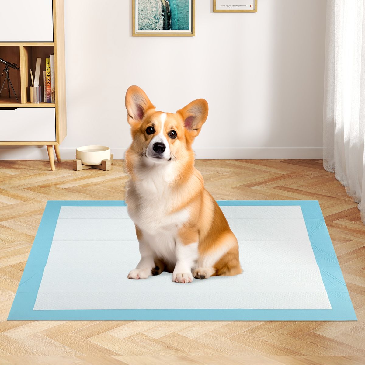 Coast Welpen-Trainingsmatten – 6-lagige Saugfähigkeit – Einweg – 90 x 60 cm – 150 Stück – blau/weiß