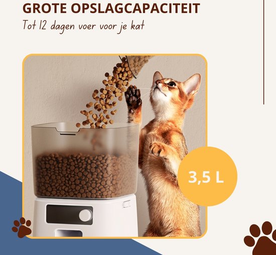 Oneisall Smart Futterautomat PFD-001 Pro CW15010 - Mit WLAN-Verbindung – Automatischer Futterautomat – Kabellos – Weiß – Futterautomat – Für Katzen und Hunde – Trockenfutter – Präzise Portionskontrolle – 3,5-Liter-Behälter – Mit App