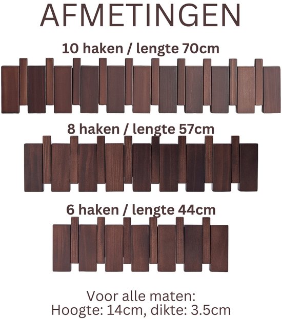 Urban State Piano Garderobe - Wandgarderobe - Schlüssel - 8 Haken - Garderobenständer hängend - Walnuss Finish