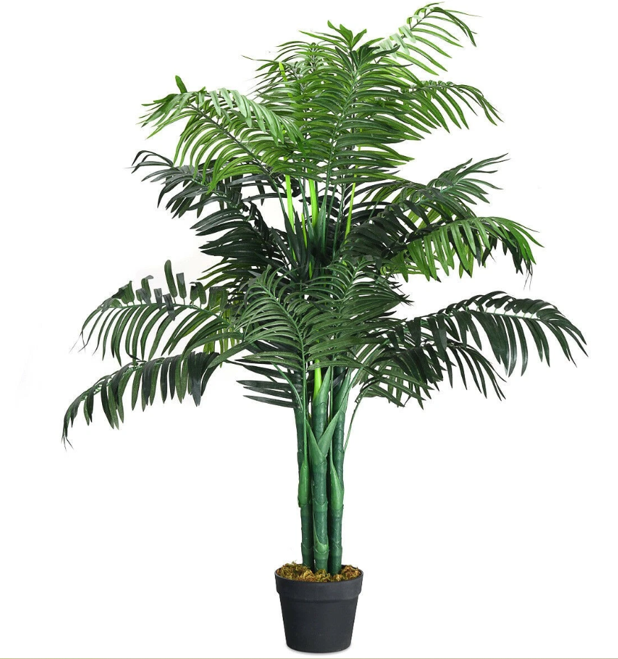 1,1 Meter hohe künstliche Areca-Palme - Dekorativer Seidenbaum mit Korb für den Innen- und Außenbereich