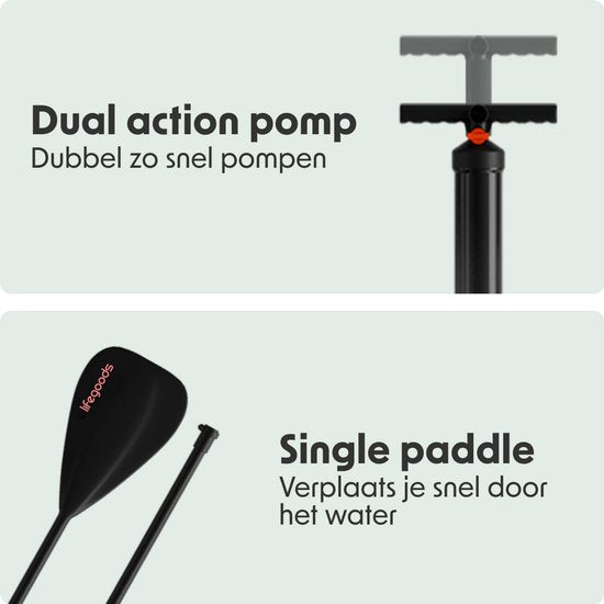 LifeGoods SUP Board All-round Compact - 100 KG Belastbarkeit - 300 x 76 cm - Aufblasbar - Komplettes SUP Paket - Rot/Lila