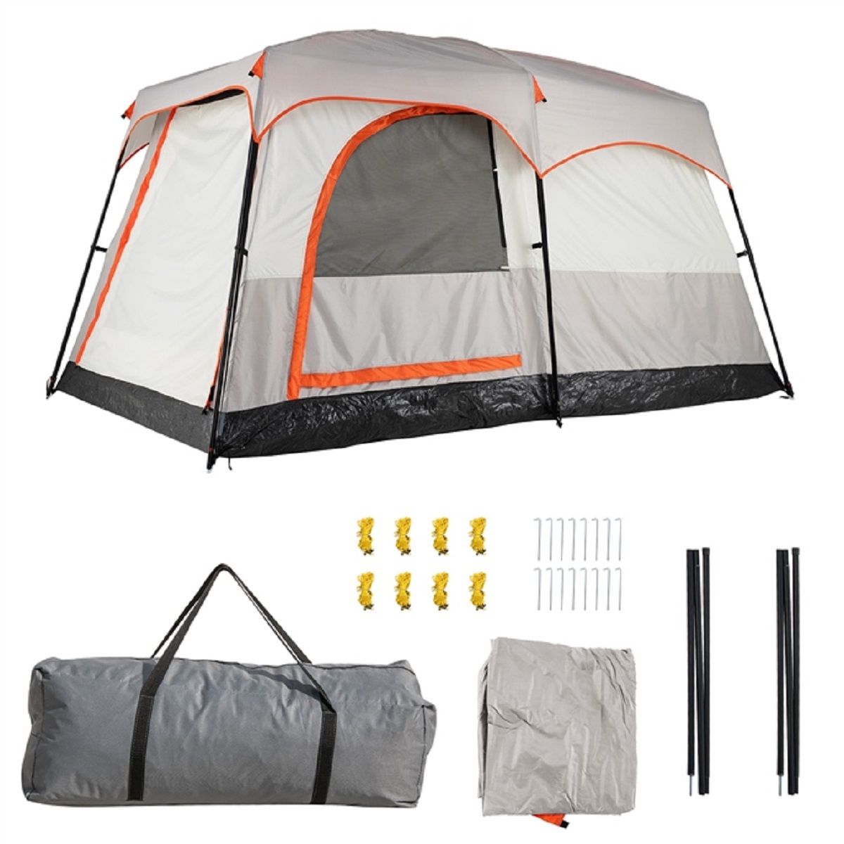 Coast Campingzelt für 6 Personen – 2 Zimmer mit Trennwand – Regenschutz und Fliegengitterfenster – grau