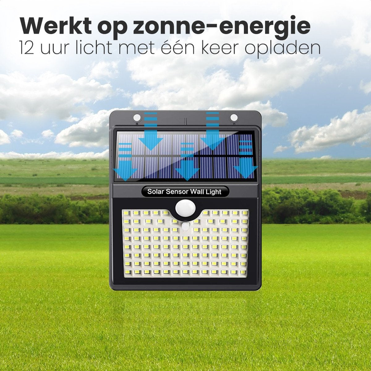 Auronic Solar Außenleuchte mit Bewegungssensor - Wandleuchte mit Sensor - Solar - 97 LEDs - IP65 - 4 Stück - Schwarz