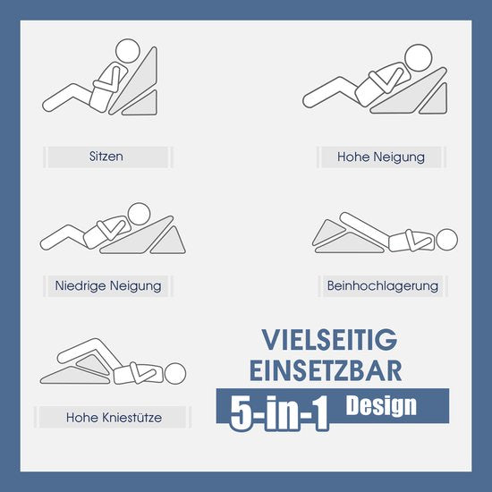 COSTWAY Keilkissen, Lesekissen, Rückenkissen, Beinkissen, Bezug aus Memory-Schaum, waschbar, Reflux-Kissen, für Erwachsene, Bettkissen, ergonomisch, Venus, Entspannungskissen für Bett und Sofa, 58 x 36 x 50,5 cm