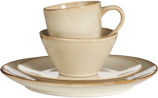 Mica Decorations Racco Geschirrset, 16-teilig – für 4 Personen – Steingut – Beige