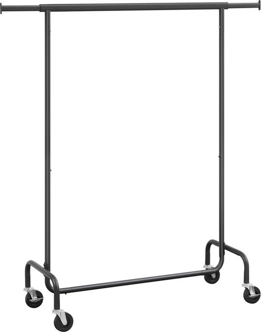 O'DADDYÂ® Kleiderständer auf Rädern - Garderobenständer - Ausziehbare Hängestange - Stabiles Design - Stabil bis zu 130kg- Metall - Schwarz