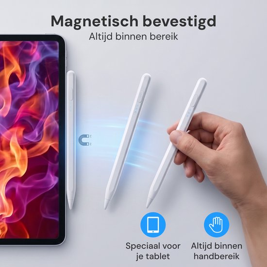 Nuvance Stylus-Stift – Geeignet für Apple iPad 2018–2026 – Touchscreen-Stift – Inkl. 6 Spitzen – Pencil