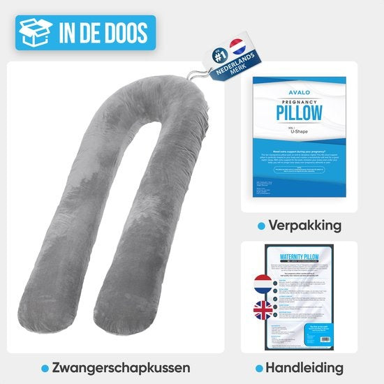 Avalo - Schwangerschaftskissen - 5XL - 330CM - Abnehmbarer Bezug - Seitenschläferkissen - Grau