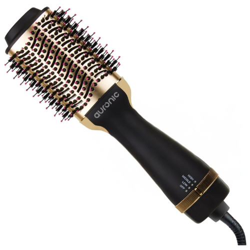 Auronic 3-in-1 Haartrocknerbürste Lockenbürste Glätteisen Schwarz/Gold