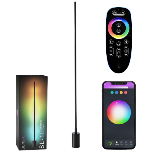 Sensic SL-1 Eckleuchte mit Fernbedienung - RGB & weißes Licht - Intelligente Stehleuchte - Stehleuchte - App-Steuerung - Schwarz