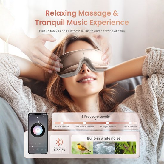 RENPHO Eyeris 3 Augenmassagegerät – Für die Augenpartie und die Schläfen – Wärmefunktion und Kühloption – Mit Sprachsteuerung und Bluetooth – Verschiedene Intensitätsstufen – Roségold