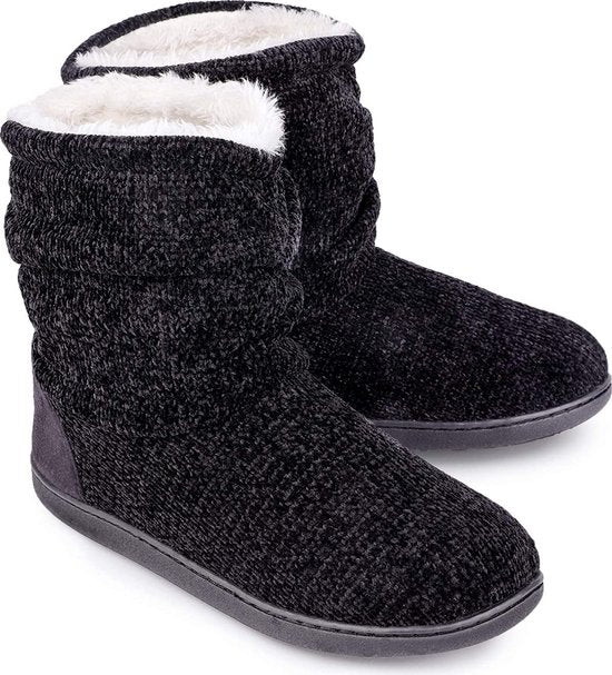 Hausschuhe Damen - Hausschuhe - Größe 40/41 - Schwarz - Rutschfest - Comfeet