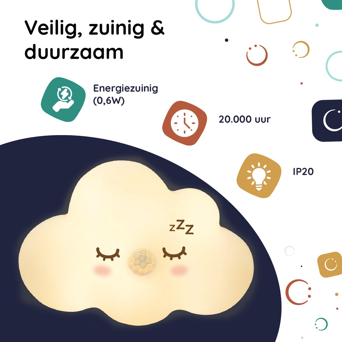 Numsy Lumo Babyzimmer-Nachtlicht - Bewegungssensor - 4 Helligkeitsstufen