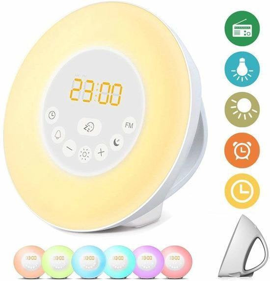 Grundig Wake Up Light - Nachtlicht mit Zeitanzeige - Lichtwecker mit FM-Radio und Naturgeräuschen