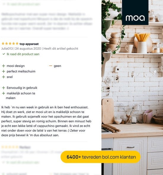 MOA Milchaufschäumer elektrisch - BPA-frei - zum Aufschäumen und Erhitzen - Schwarz - MF5B