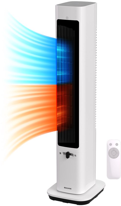 Auronic Turmheizlüfter - Keramik-Heizlüfter - Touchscreen & Fernbedienung - 2200W Heizleistung - Weiß