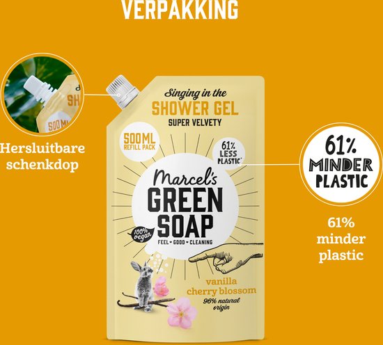 Marcel's Green Soap Duschgel-Nachfüllpackung – Vanille & Kirschblüte – 500 ml