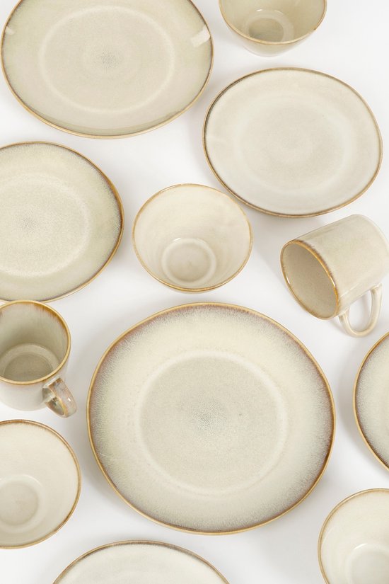 Mica Decorations Racco Geschirrset, 16-teilig – für 4 Personen – Steingut – Beige