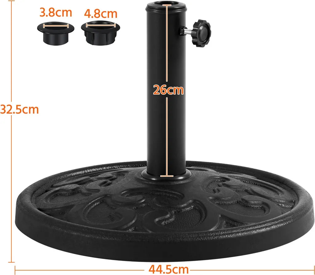 Yaheetech Sonnenschirmfuß 44,5 × 44,5 × 32,5 cm - Schwarz - Sonnenschirmständer 10 kg für Sonnenschirmstangen von 38-48 mm