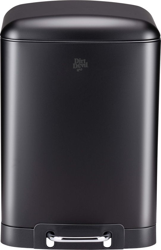 Dirt Devil Treteimer 12 Liter - Badezimmerabfalleimer - Edelstahl - Schwarz