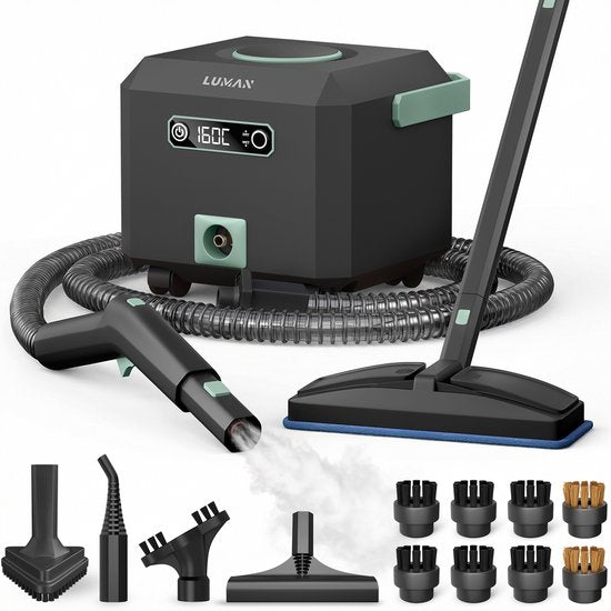 LUMAN Dampfreiniger MAX – 2600 W – 60 Min. Dampfsdauer – 2,5 l Wassertank – Handdampfreiniger & Teppichreiniger – Schwarz
