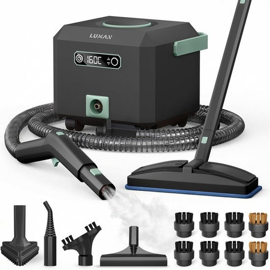 LUMAN Dampfreiniger MAX – 2600 W – 60 Min. Dampfsdauer – 2,5 l Wassertank – Handdampfreiniger & Teppichreiniger – Schwarz