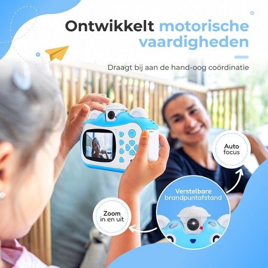 AyeKids Sofortbildkamera für Kinder - Mini-Thermodrucker - Fotodrucker - Inklusive 3 Rollen & 12 Farbmarker - Blau