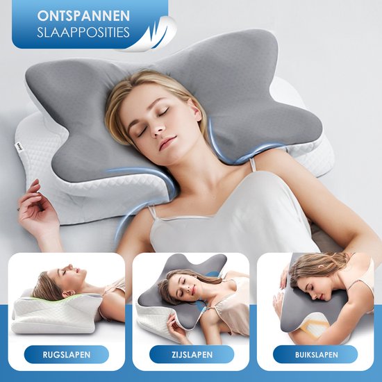 Maqi Living® Memory-Foam-Kissen bei Nackenbeschwerden – Orthopädisches & ergonomisches Kissen – Geeignet für Rücken-, Seiten- und Bauchschläfer – Memory-Foam – Weiß